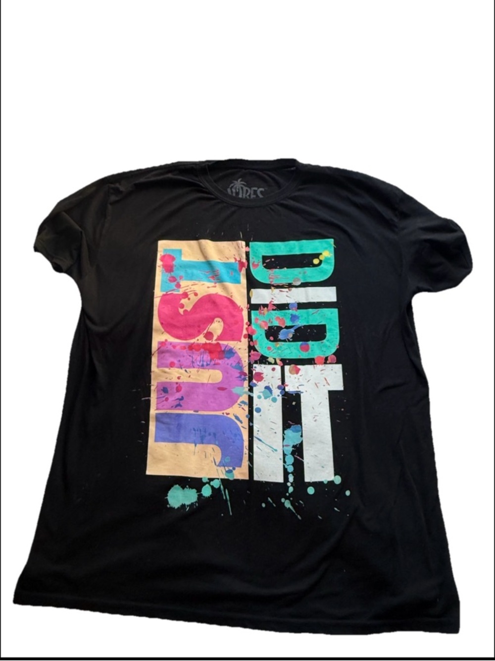 VIBES Graphic T-Shirt 4XL Black Colorful Paint Splatter Streetwear Tee